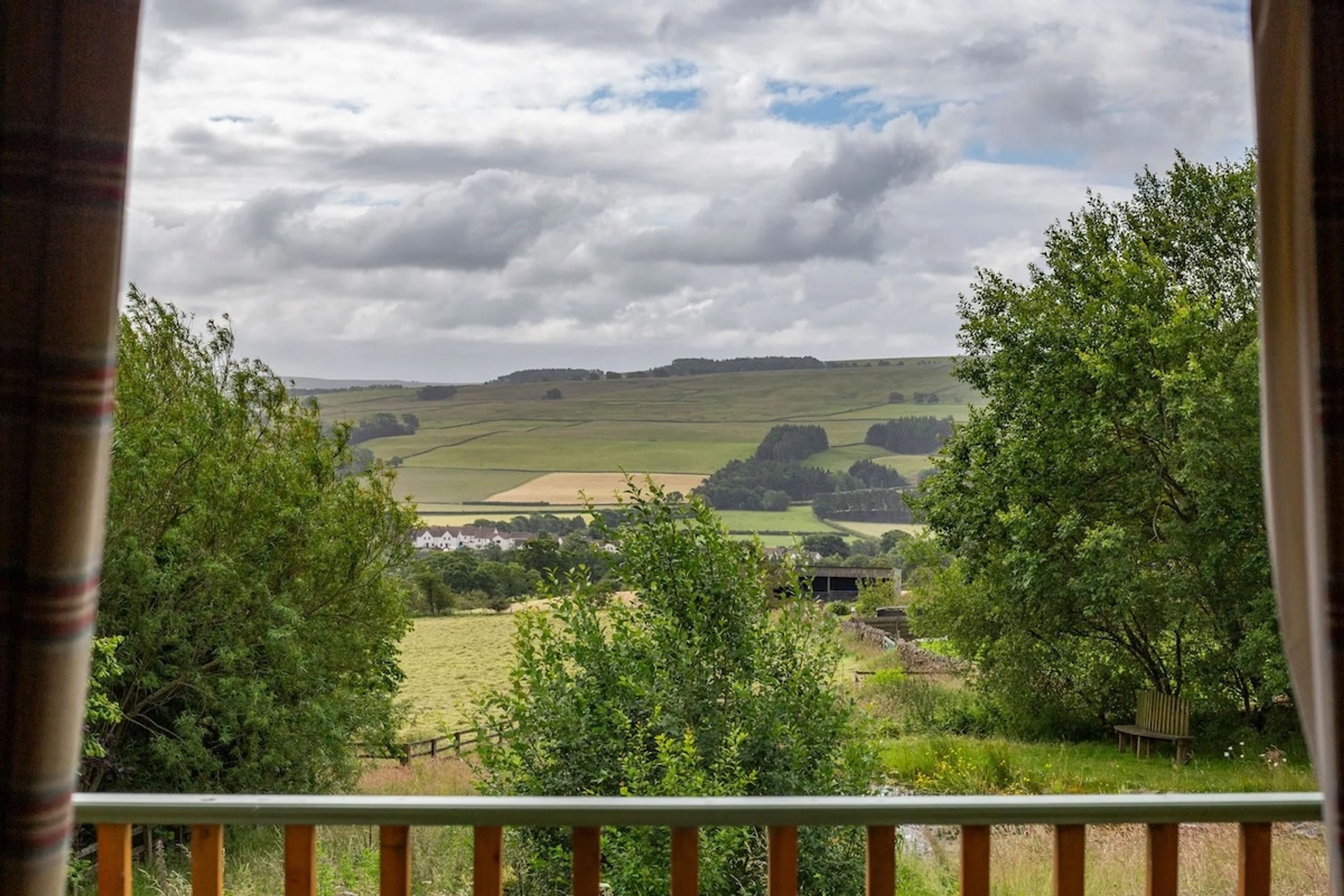 Outside view from the window of a My Eco Escape Hideaway Huts -The Bothy