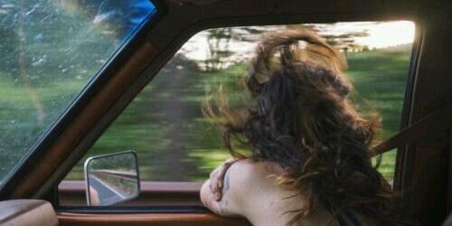 woman in car