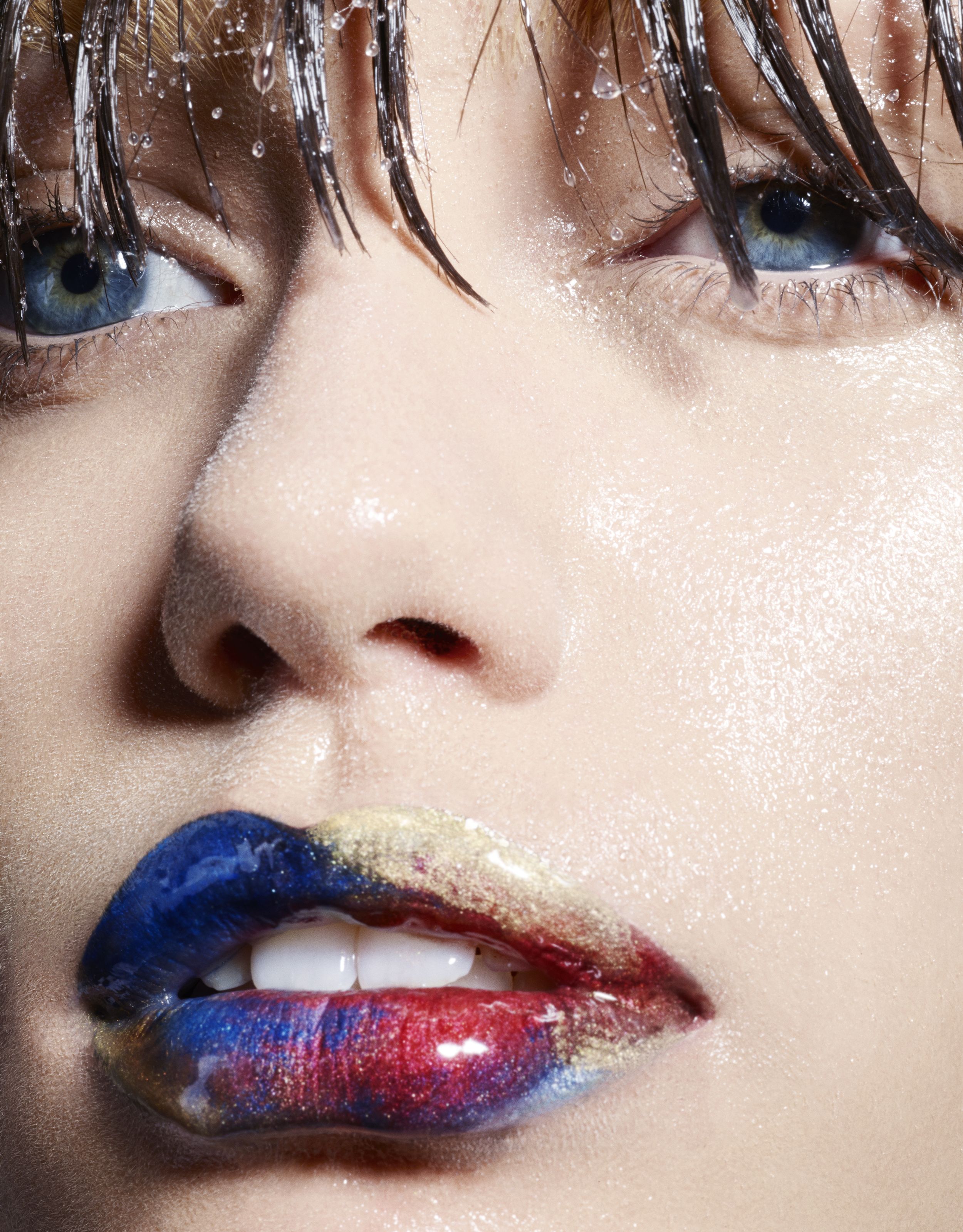 Close-up beauty shot with graphic make up, shot for Interview