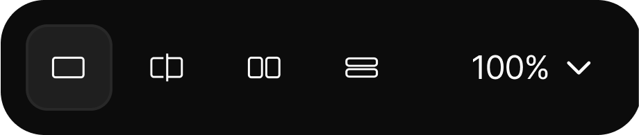 The view controls: Canvas, Split, Side by side, Stacked and the zoom level