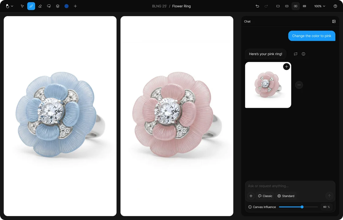 The same ring shown in two color and material variations