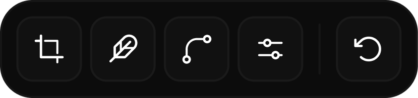 The image action bar with crop, mask, flip and reset controls