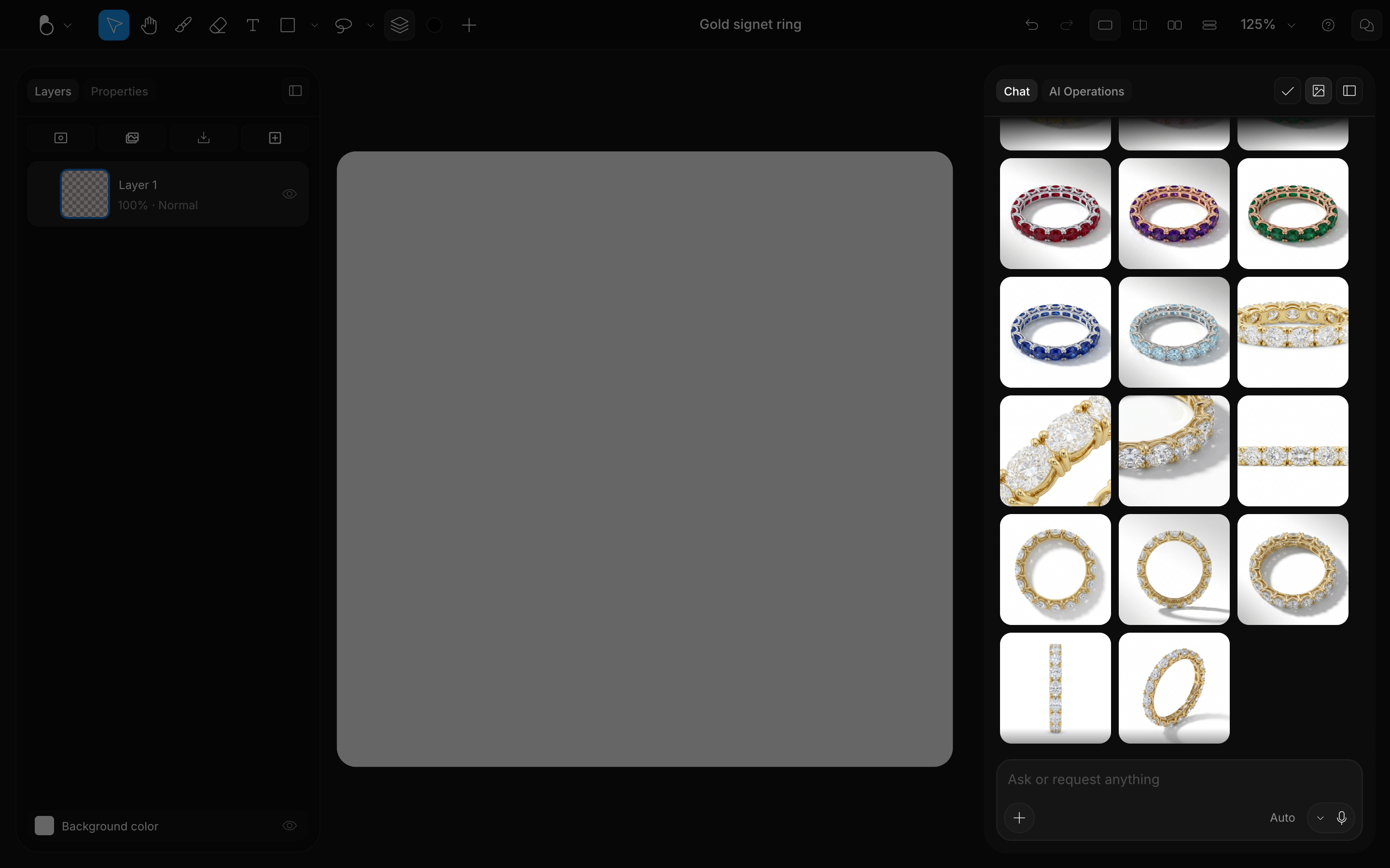 The chat filtered to a grid of ring results