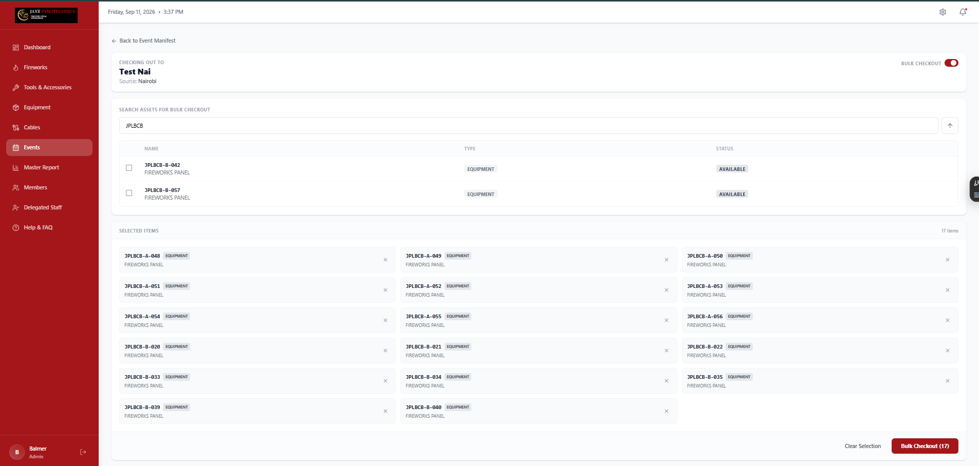 Bulk Checkout Mass Selection