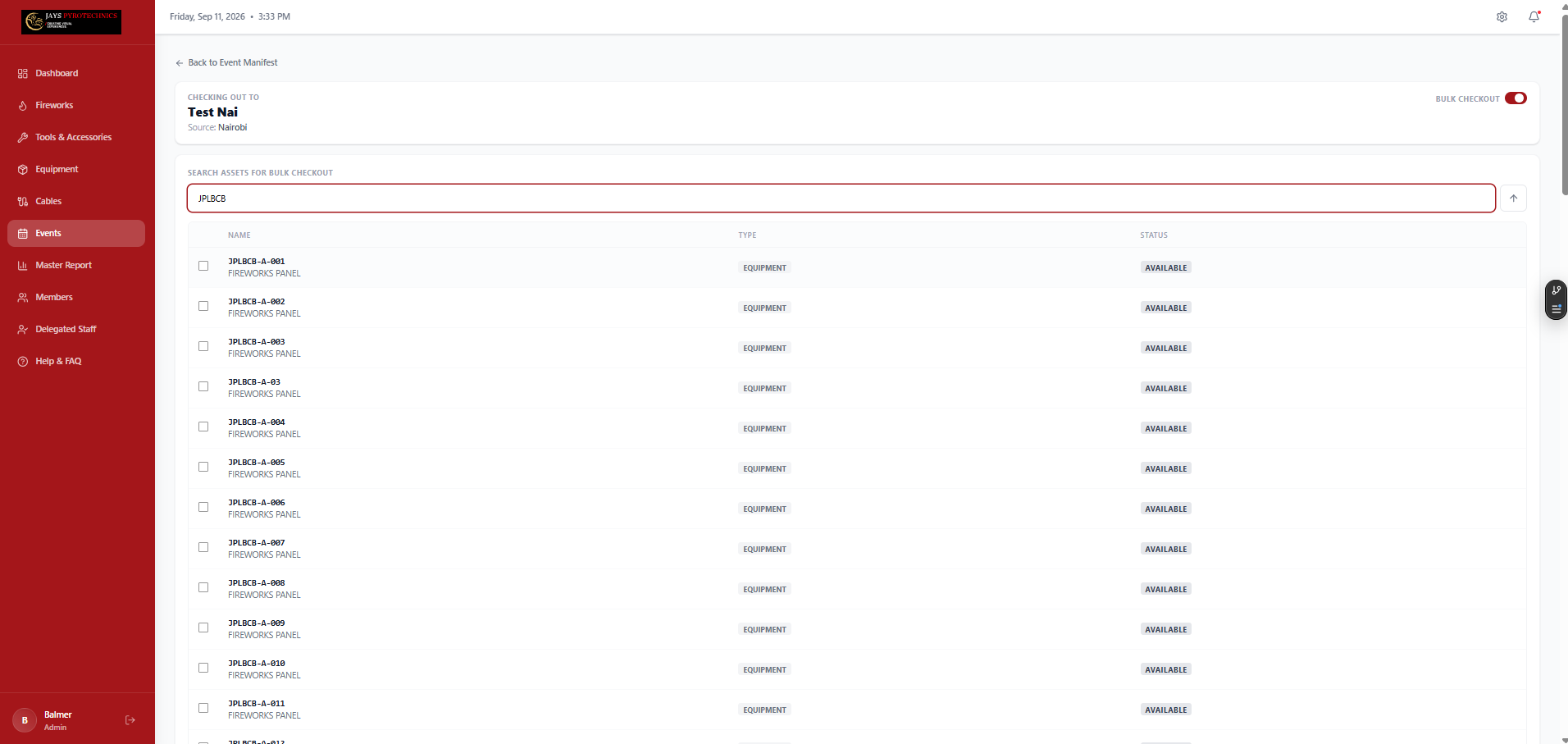 Bulk Checkout Checklist