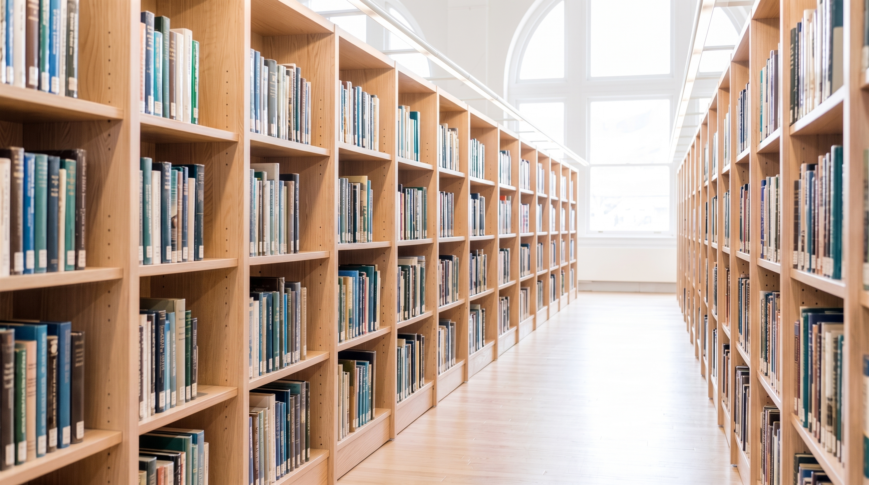 A bright public library interior inviting visitors in to browse.
