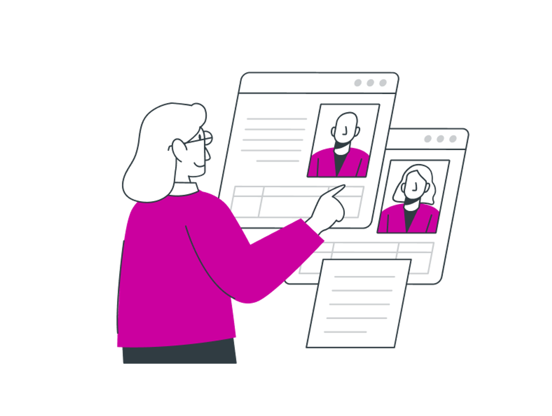 A woman working with patients' data