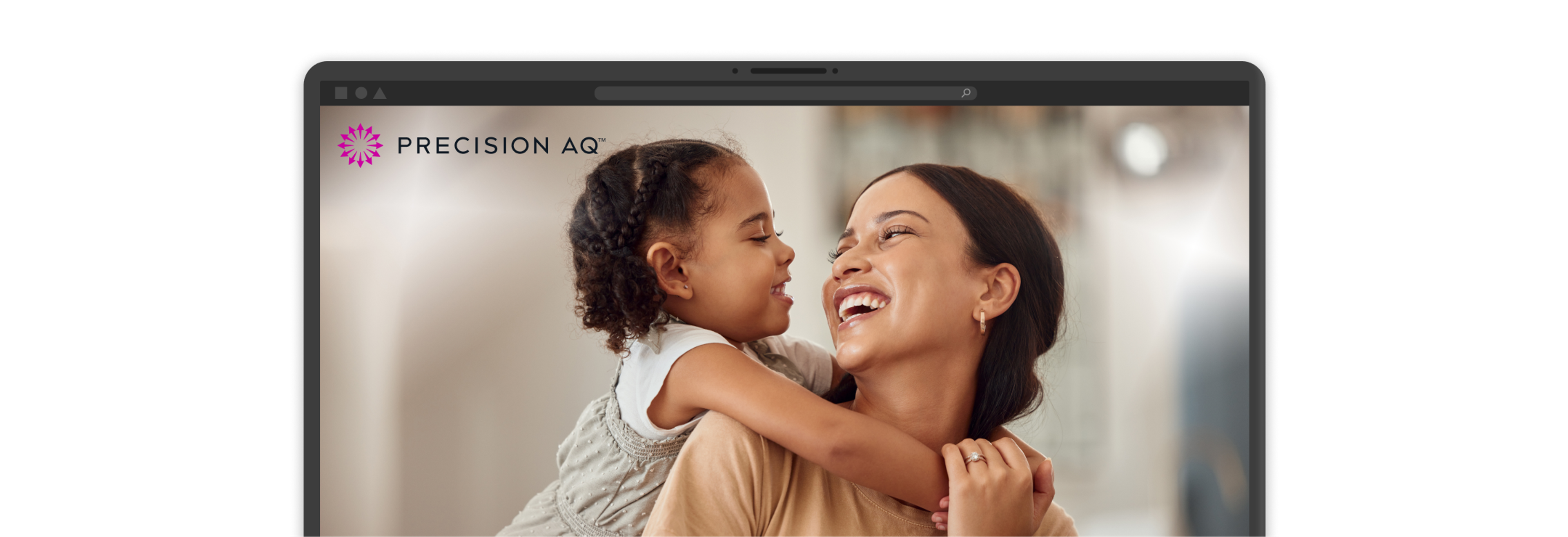 A screen showing a photo of a mother and her child