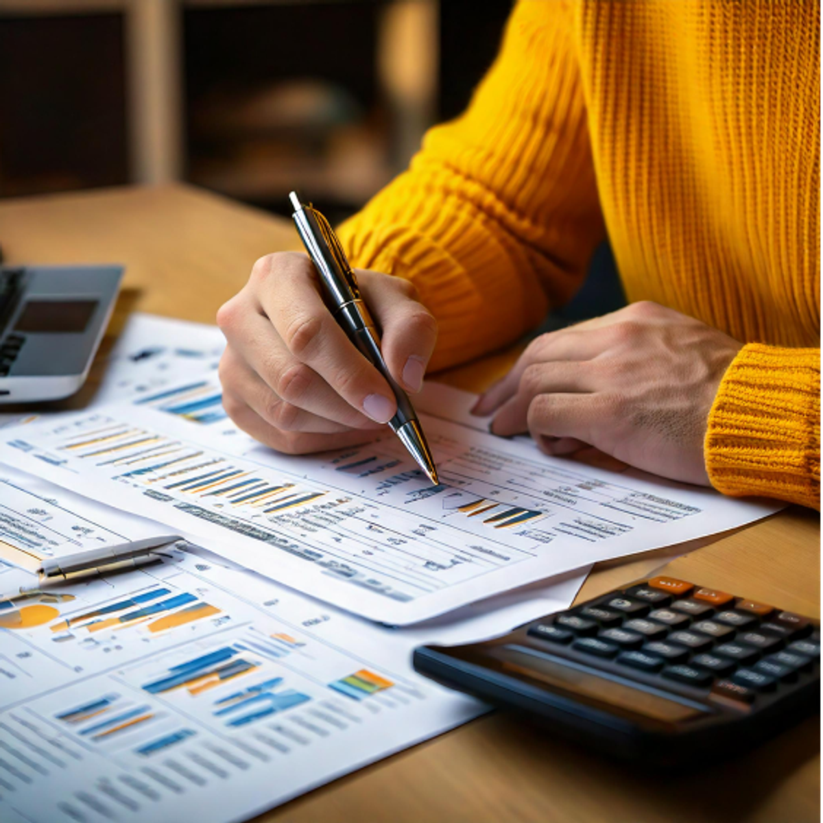 A person analyzing financial documents