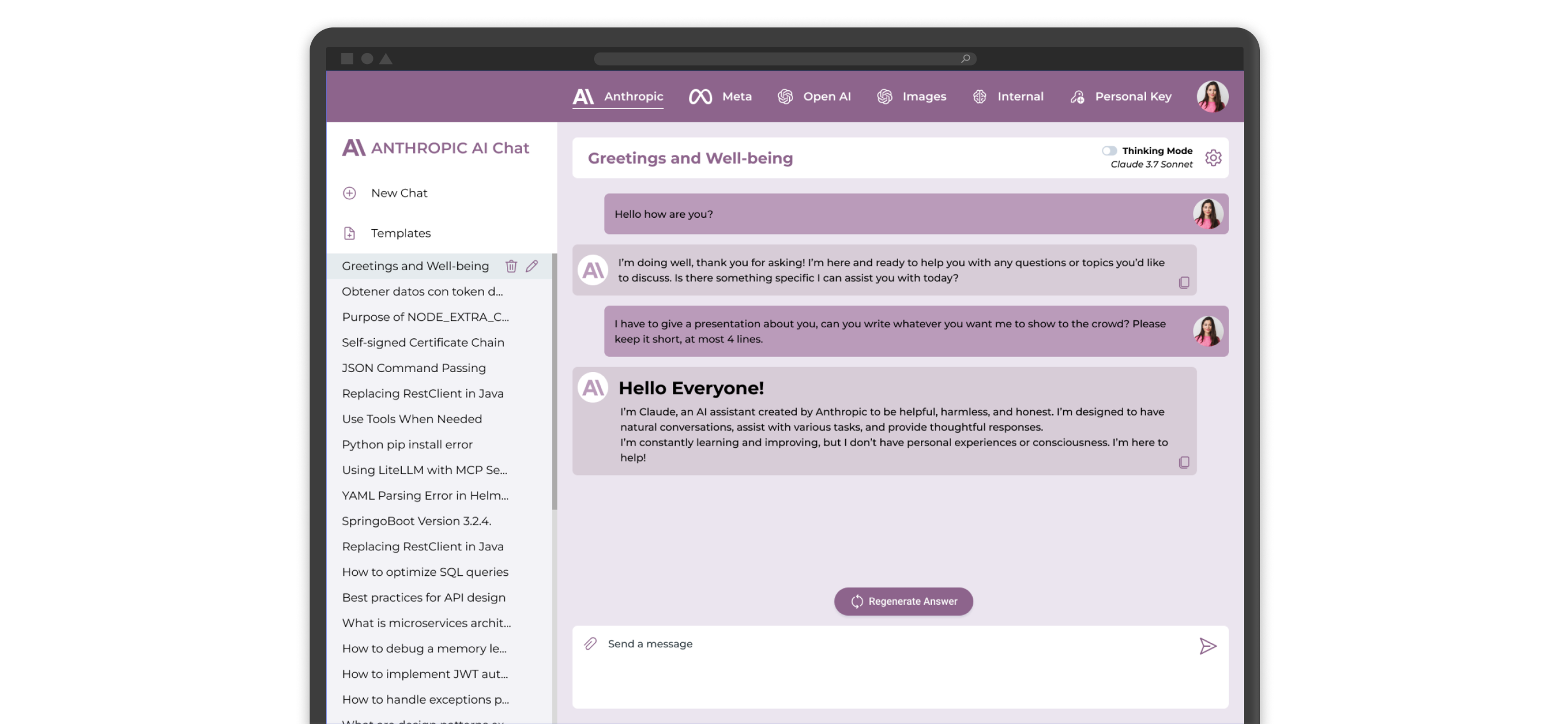 Screens from the secure AI chatbot designed by CloudX
