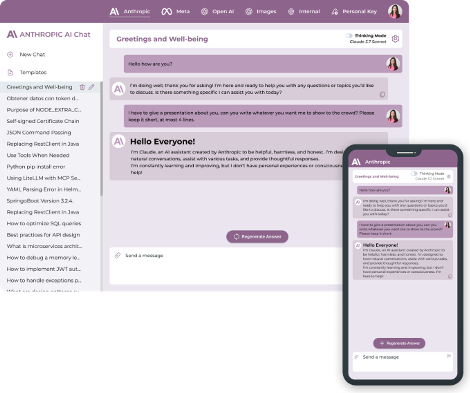 Screens from the secure AI chatbot designed by CloudX