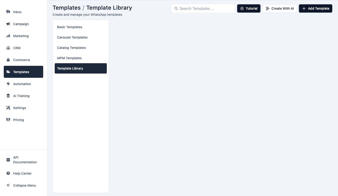 WhatsApp template library in Implifie