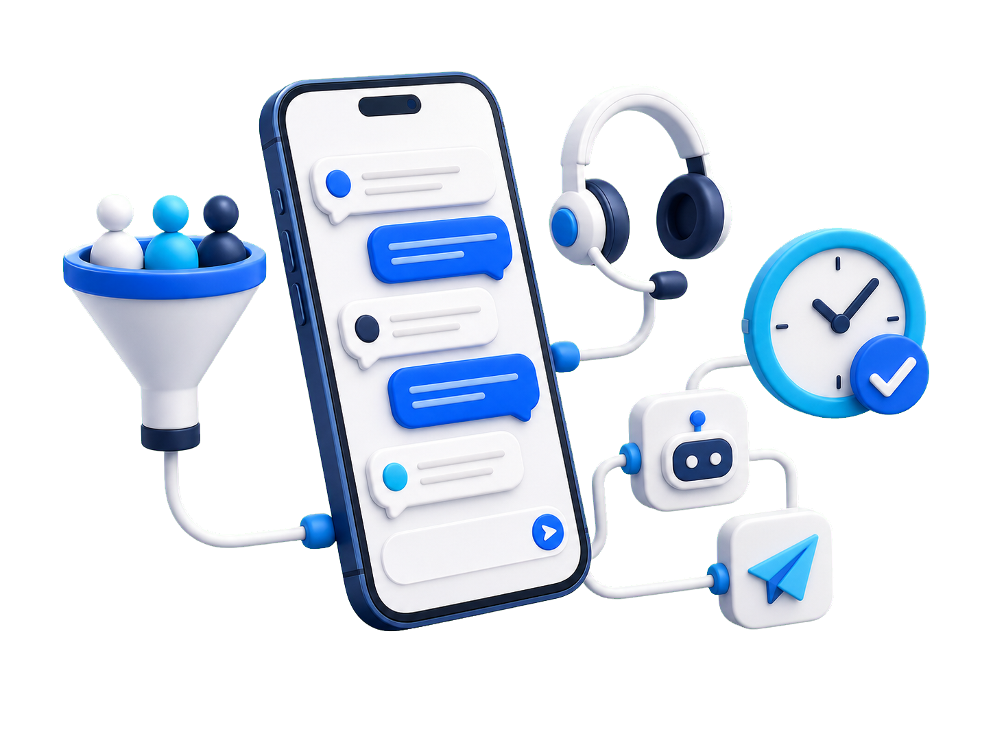Illustration of mobile phone with chatbot app