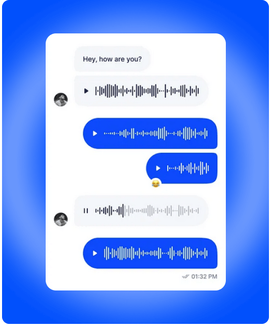 Illustration of a WhatsApp voice conversation managed with Implifie