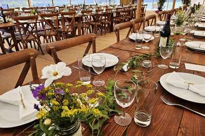 family style serving, wedding, hog roast