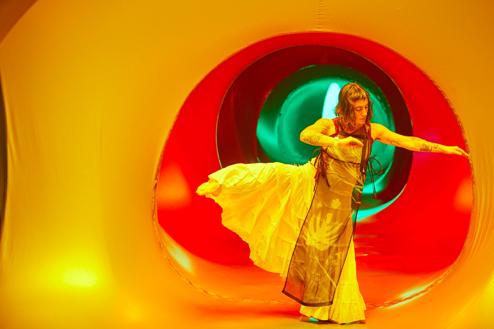 nadine dances in Luminarium