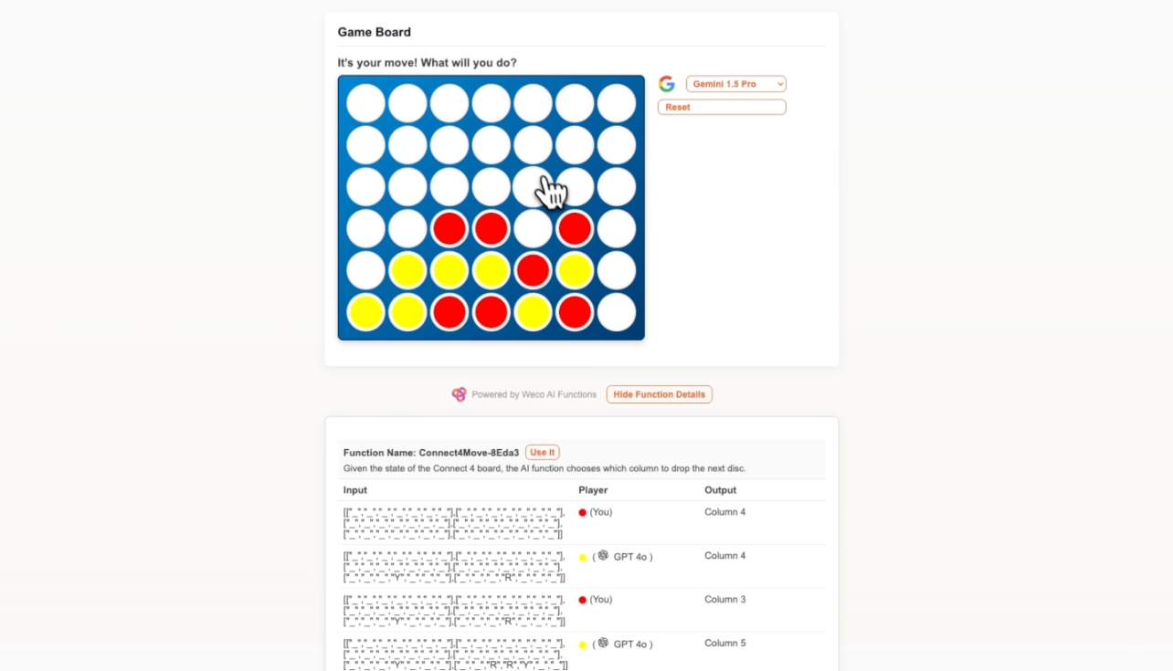 Connect 4 x AI Functions