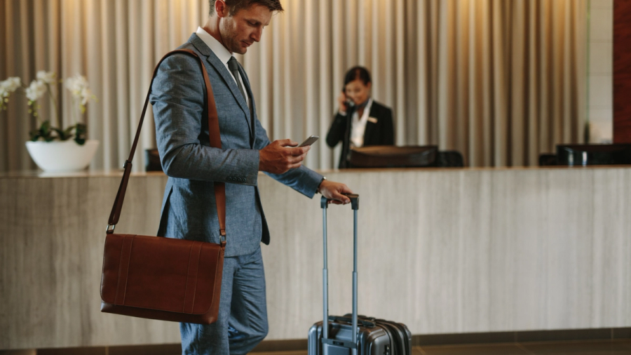 Business man at hotel lobby