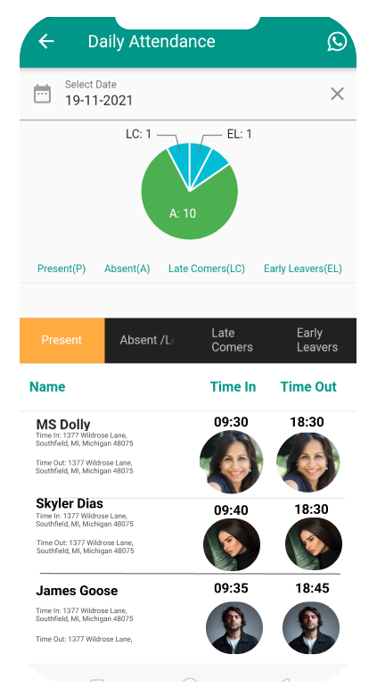 mobile attendance app - Real time Attendance