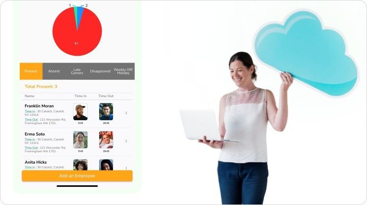 Time and attendance app - Synced to the cloud