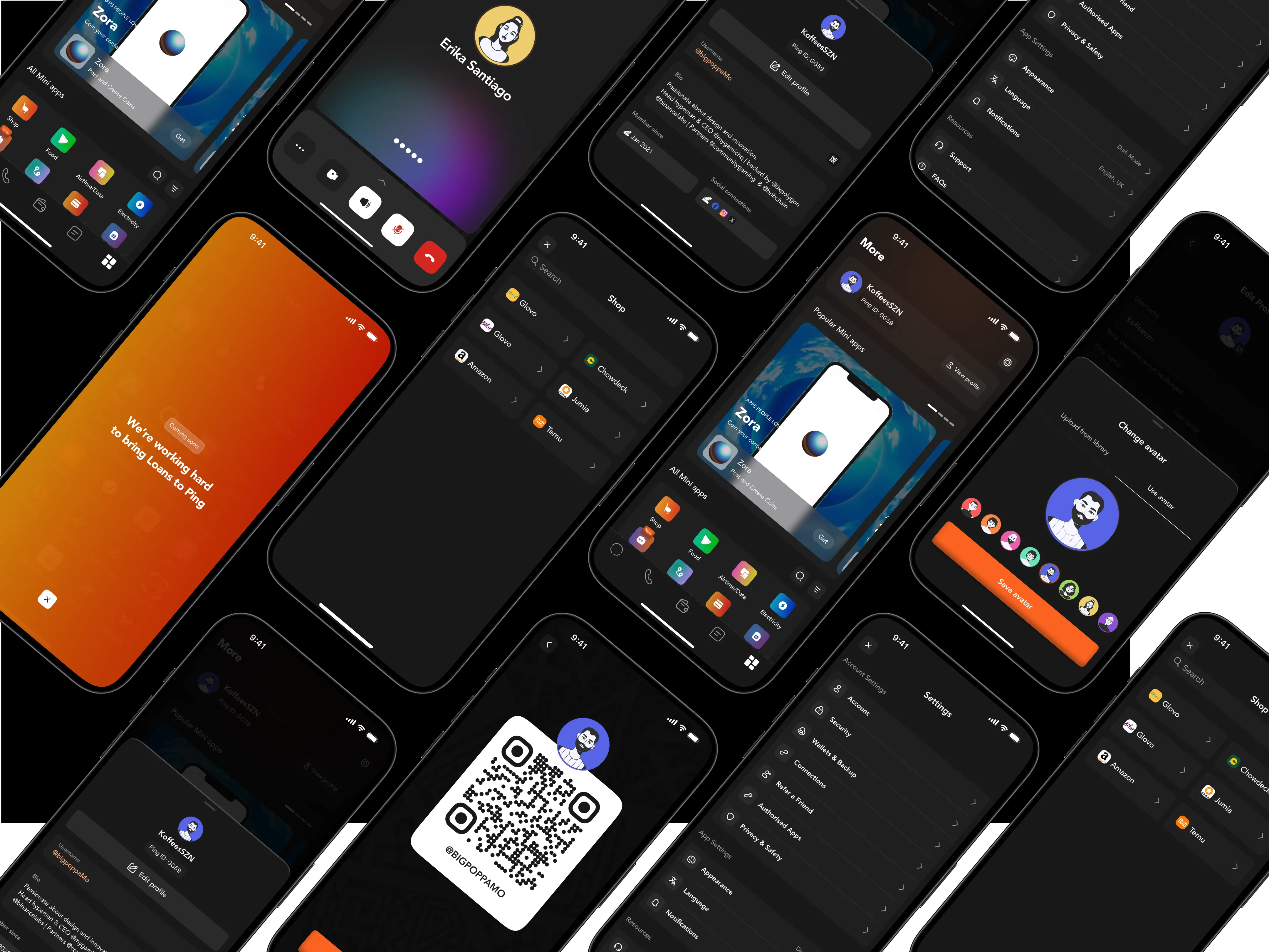 Ping mobile screens mockup