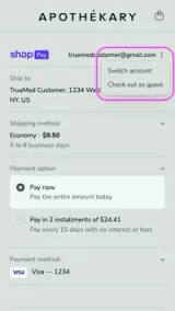 In Checkout, select "Check out as guest"