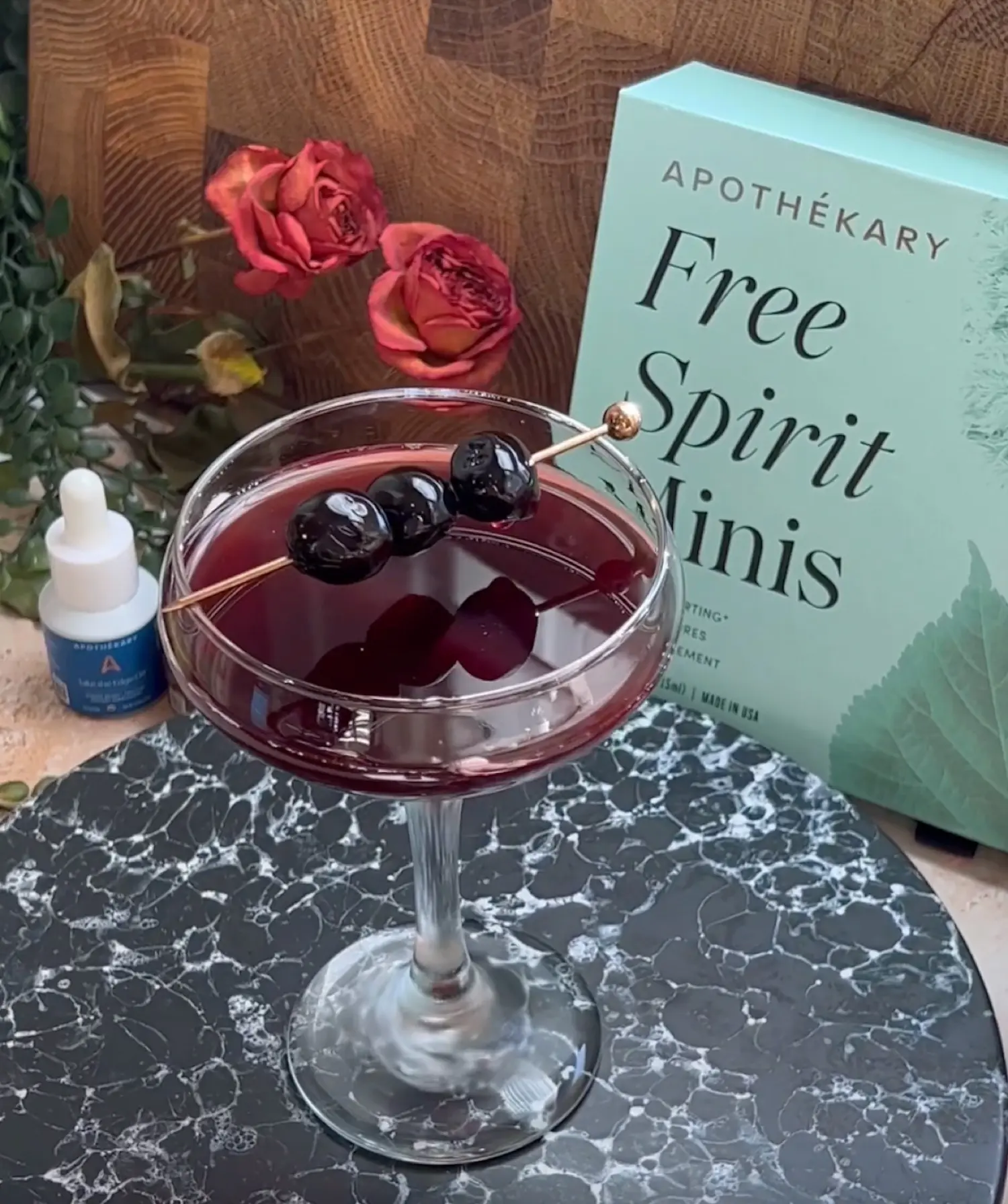 image of martini glass with free spirit mini set