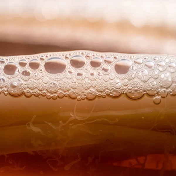 Close-up of an active fermentation process, representing PharmaGABA™