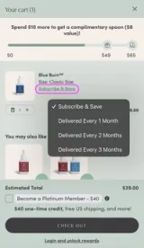 In cart, select "Subscribe & Save" and choose your desired frequency of delivery