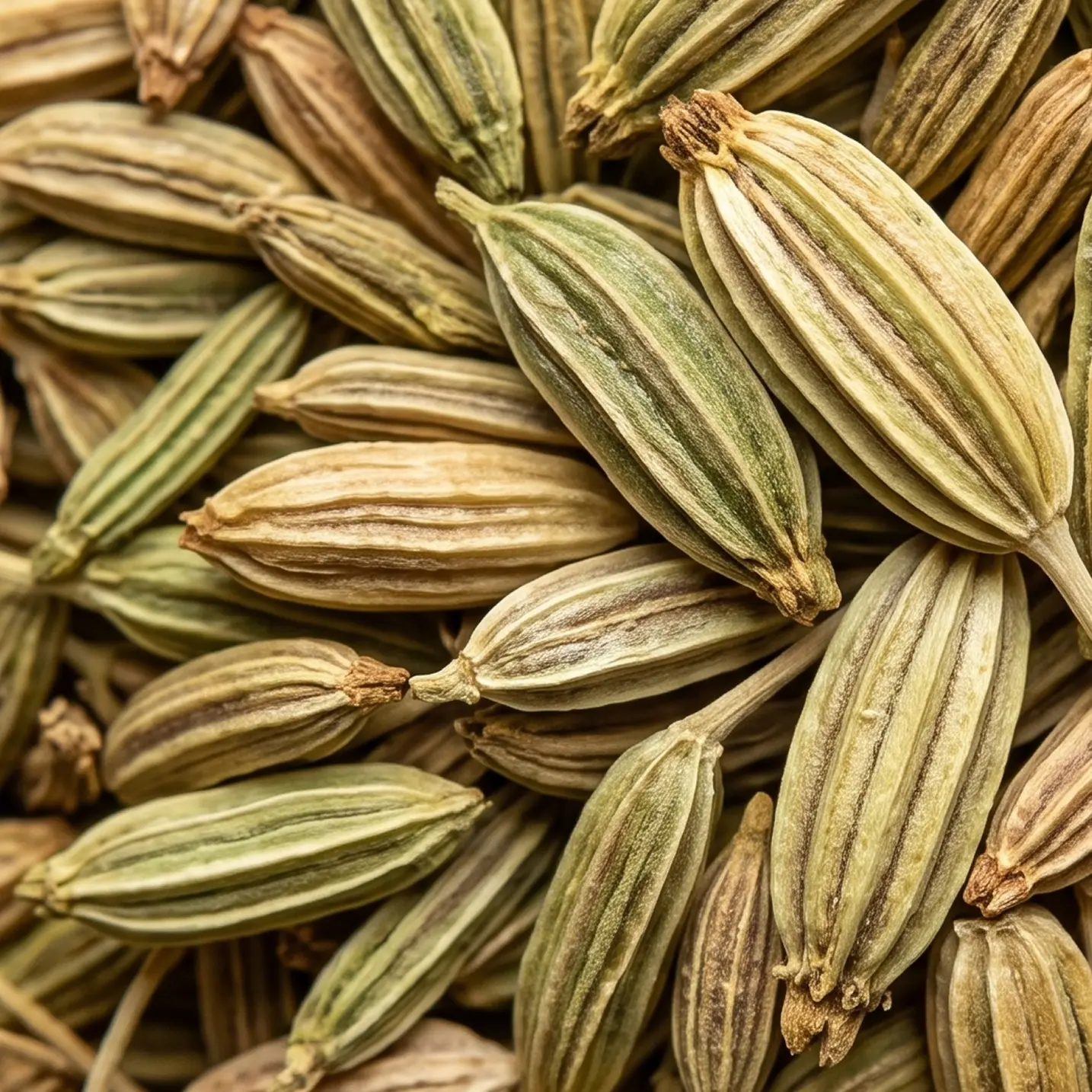 Dried fennel seeds, a carminative herb to support healthy digestion.