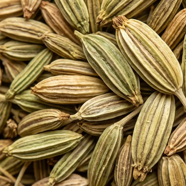 Dried fennel seeds, a carminative herb to support healthy digestion.