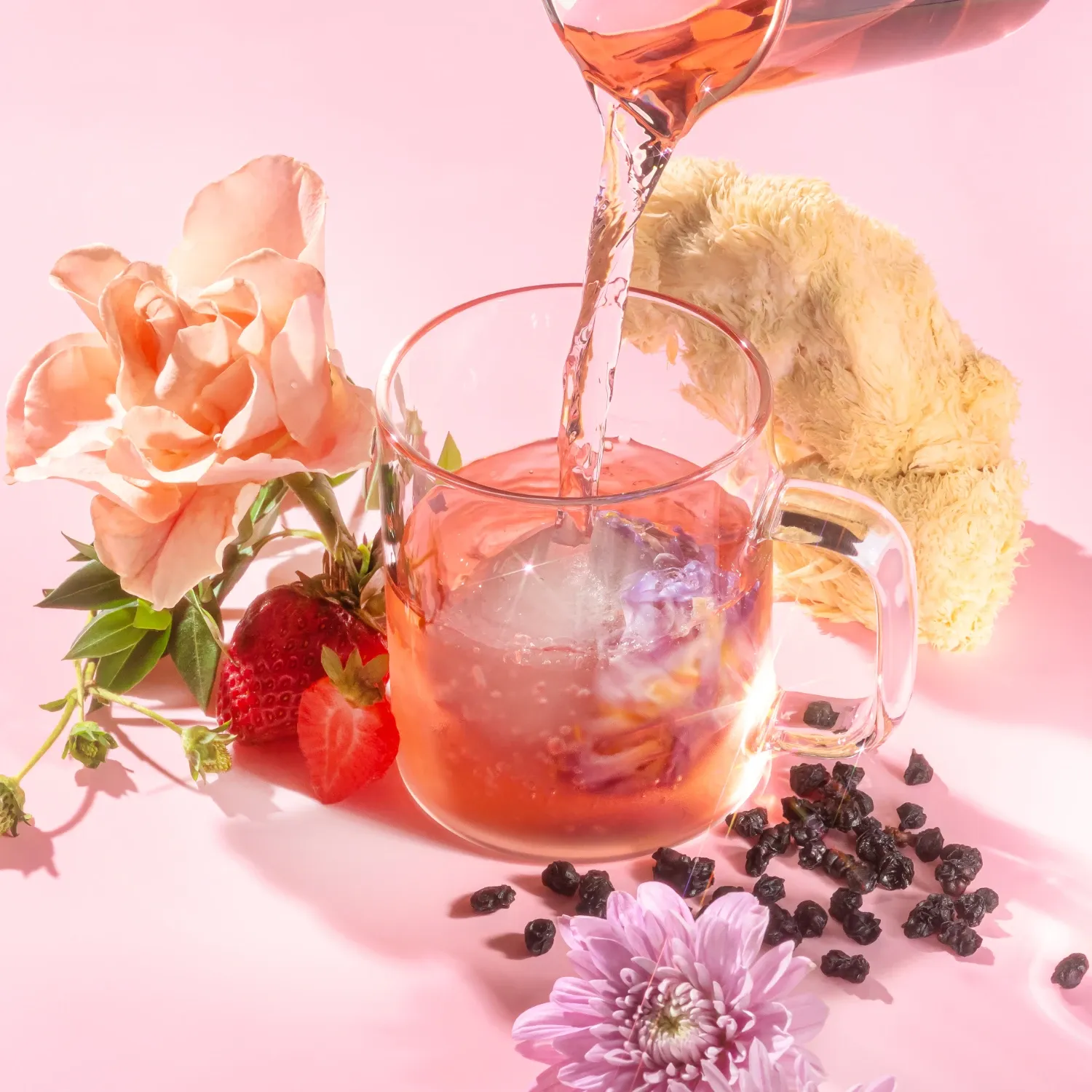 recipe shot of rose tinted glasses