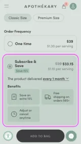 From the product details page, select "Subscribe & Save"