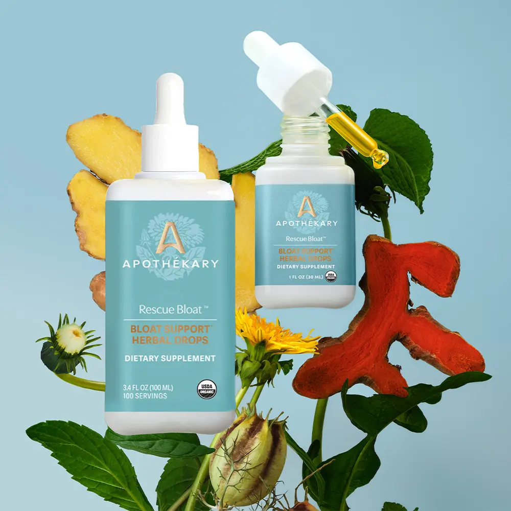 product shot of Rescue Bloat 100mL aside Rescue Bloat 30mL