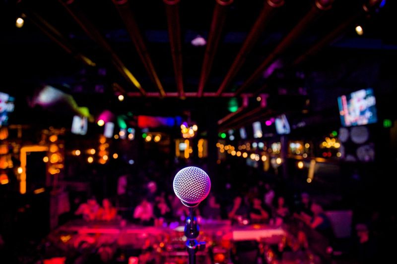 Microphone stage view in a club