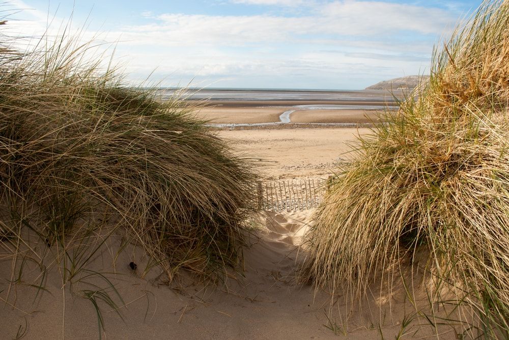 The sand dunes of Conwy Morfa in Wales, one of the UK's best beaches
