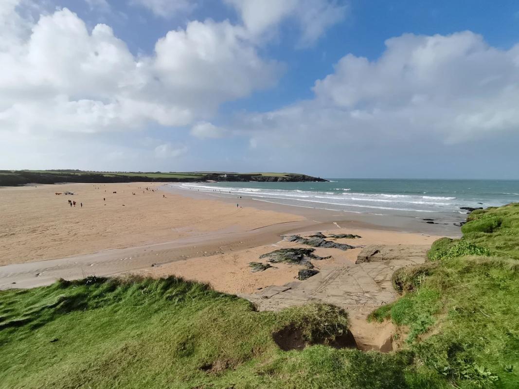 The beautiful sands of Harlyn Bay, a dog-friendly beach in Cornwall