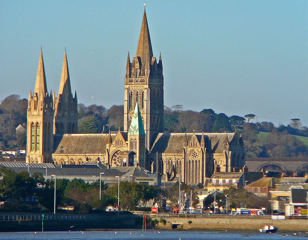 The iconic cathedral of Truro, one of the best towns to visit in Cornwall