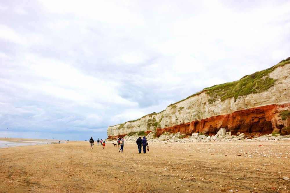 The dramatic coastline of Hunstanton Beach in Norfolk, one of the UK's best beaches