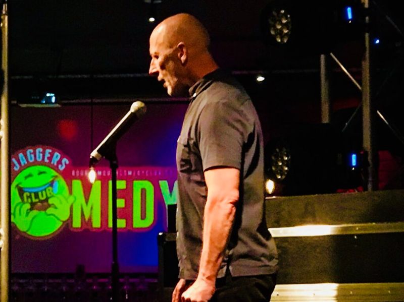 Comedian on stage at Jaggers Comedy Club