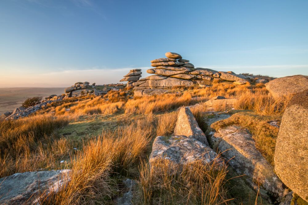 The iconic rock formations of Bodmin Moor, one of the best towns to visit in Cornwall