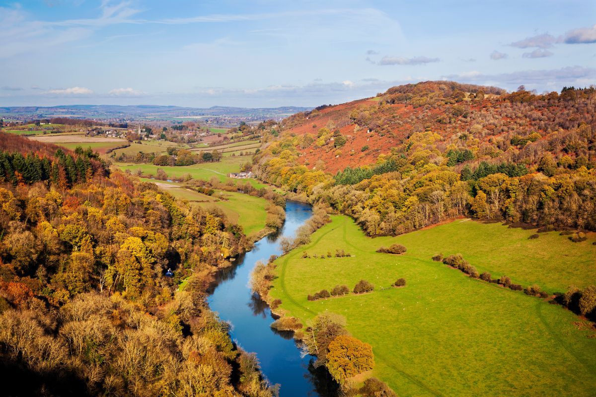 Arial view of river Wye at Symonds Yat