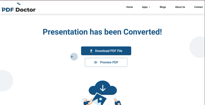 Screenshot of the PDF Doctor confirmation screen reading 