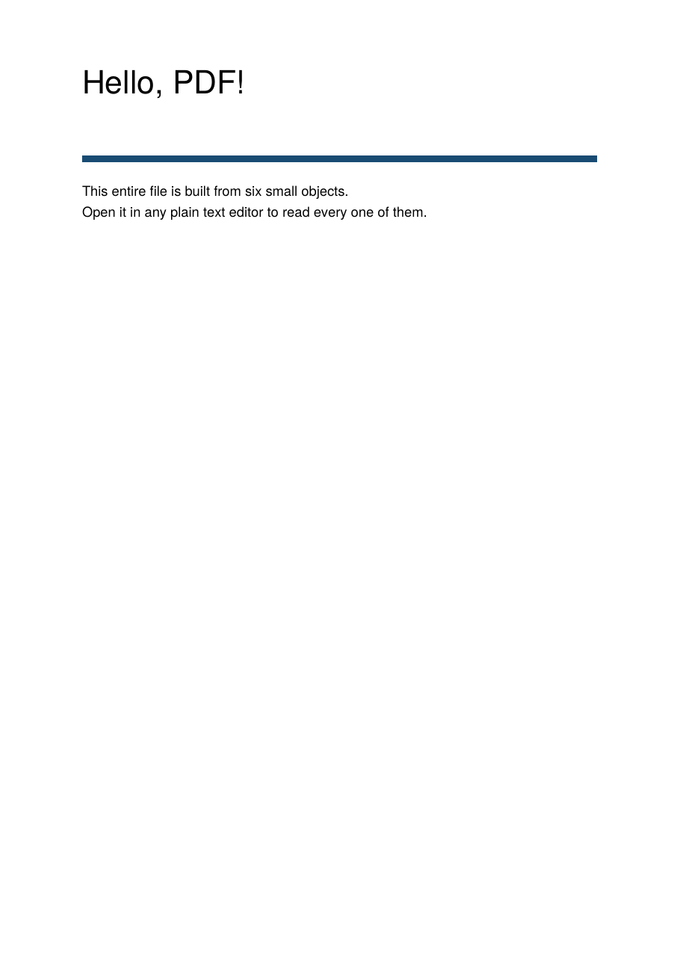 A 933-byte example PDF in a viewer, showing the heading