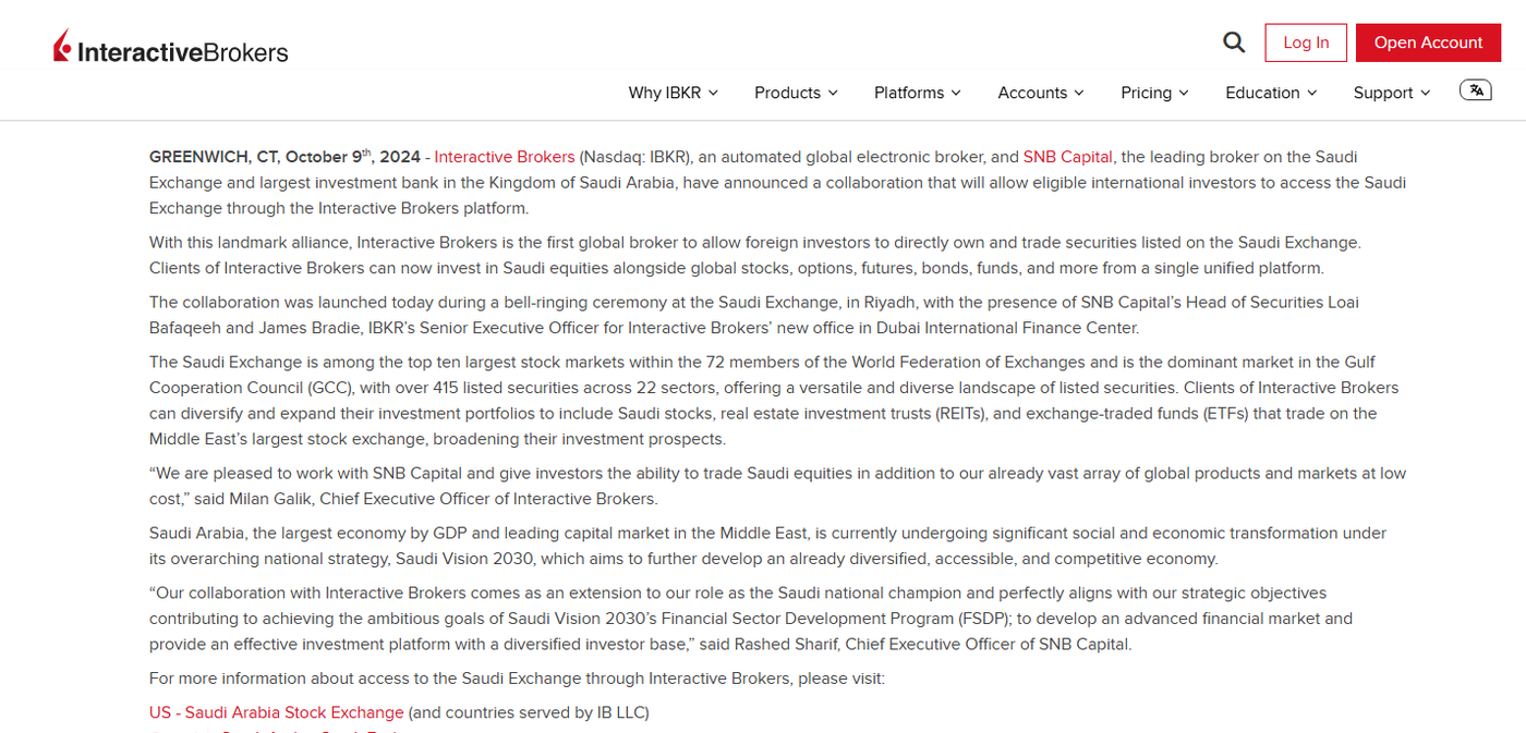Interactive Brokers SNB Capital page screenshot