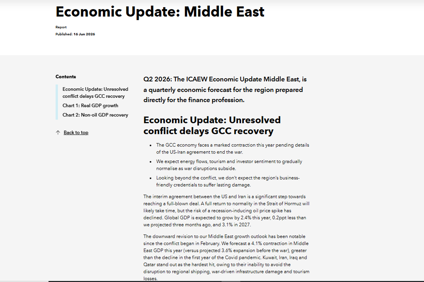  ICAEW Middle East Economic Update screenshot