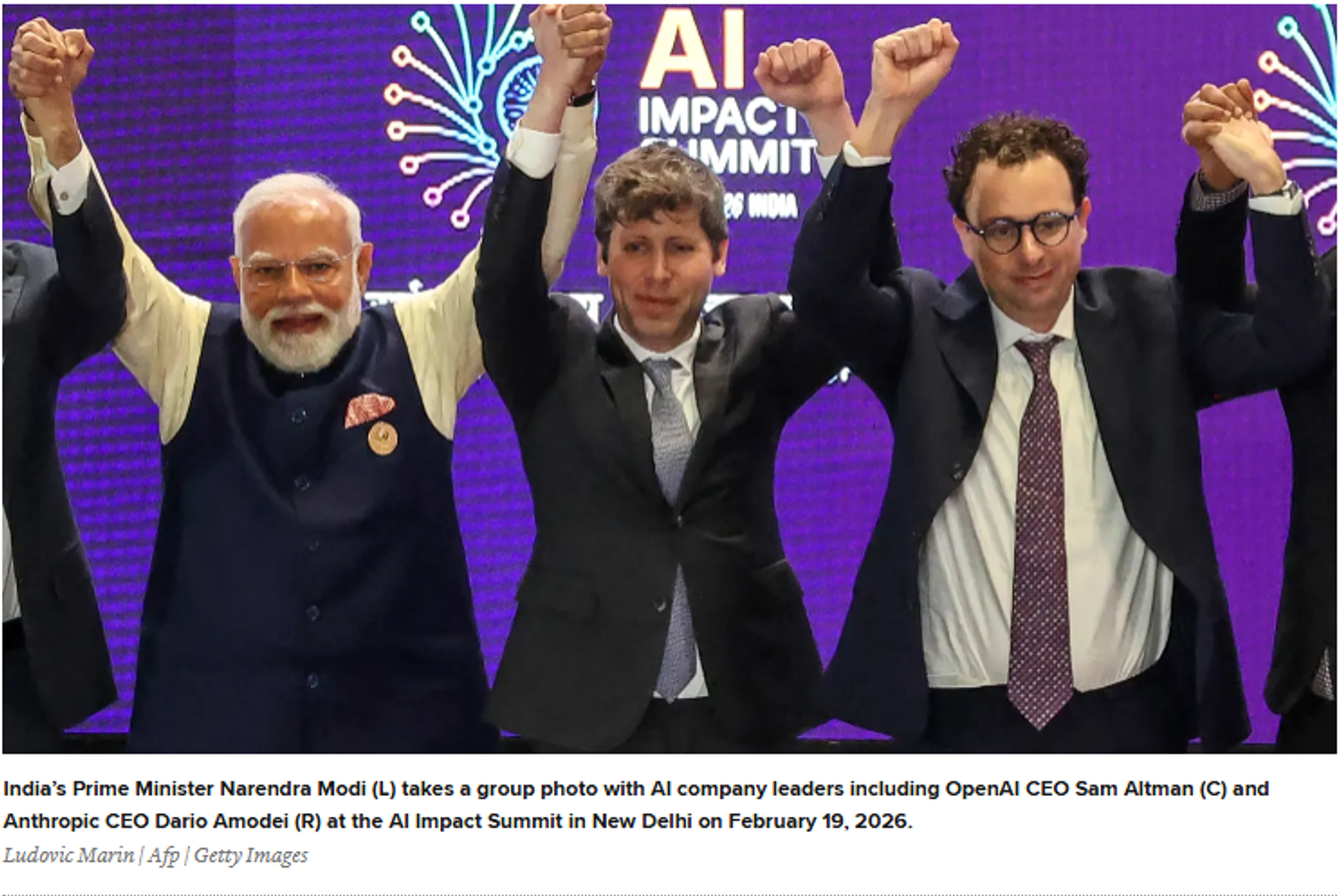 Photo of Dario Amodei at the AI Impact Summit