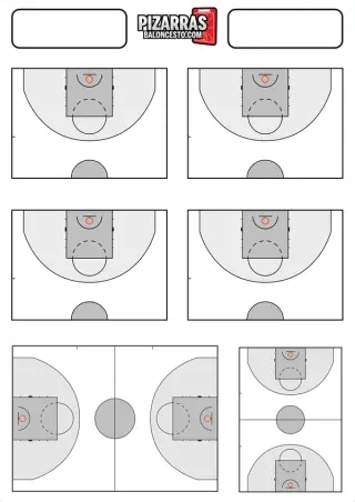 Planilla de baloncesto para imprimir con 4 medias pistas y 2 pistas enteras