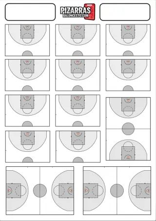 Planilla de baloncesto para imprimir con 10 medias pistas y 3 pistas enteras