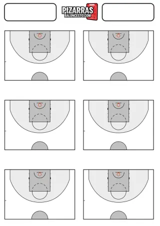 Planilla de baloncesto para imprimir con 6 medias pistas
